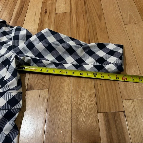 Kate Spade New York Water Resistant Blue & White Gingham Plaid Trench Raincoat - Picture 7 of 7
